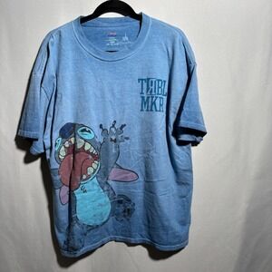 Lilo & Stitch‎ Trouble Maker Blue T Shirt Mens XL Cotton Hanes Beefy Tee Disney